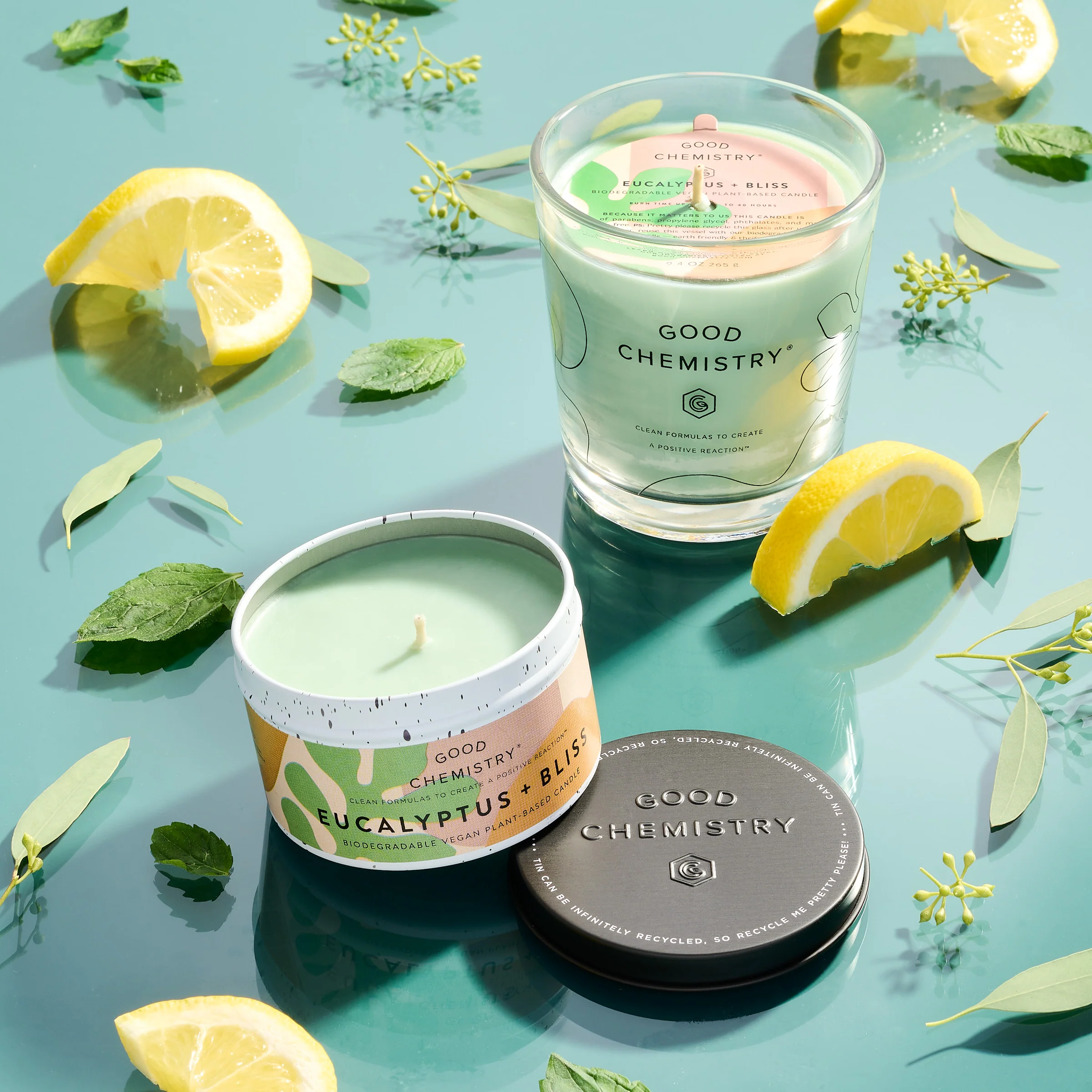 Eucalyptus + Bliss Reusable Glass Candle - Image 5