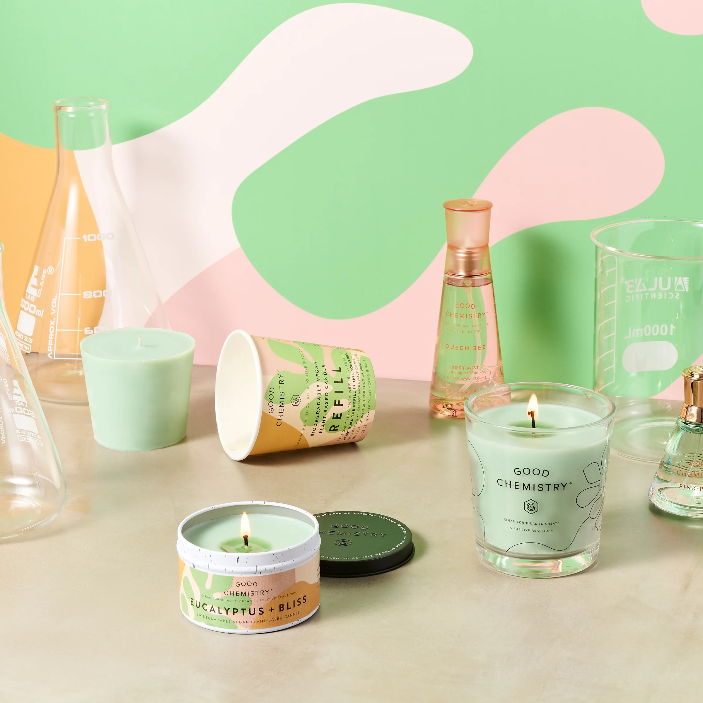 Eucalyptus + Bliss Reusable Glass Candle - Image 6