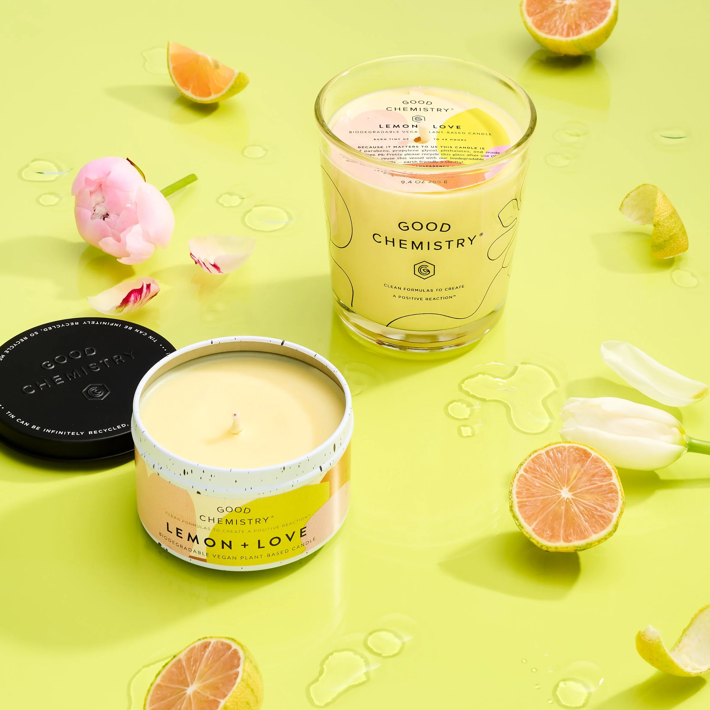 Lemon + Love Recyclable Tin Candle - Image 3