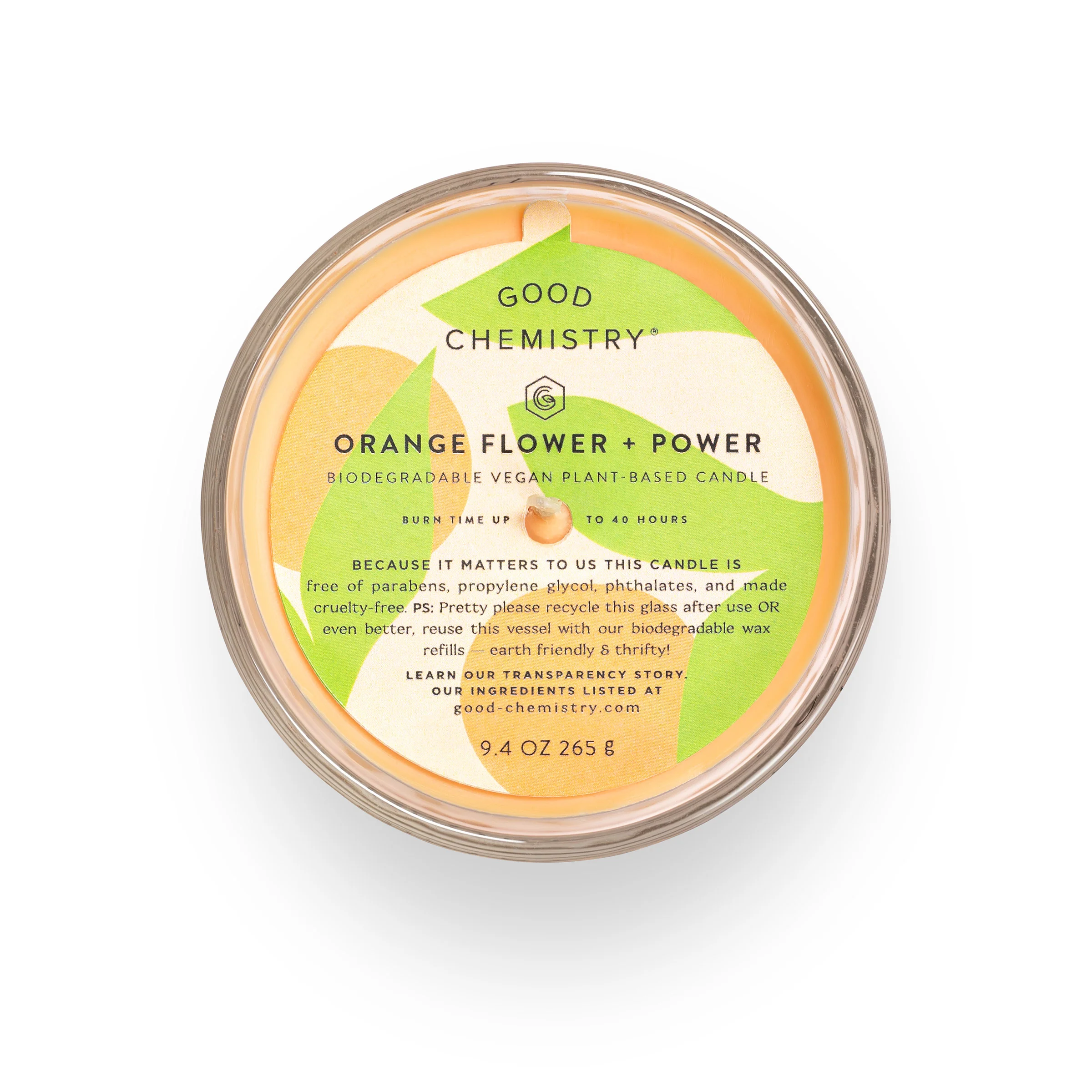 Orange Flower + Power Reusable Glass Candle - Image 4